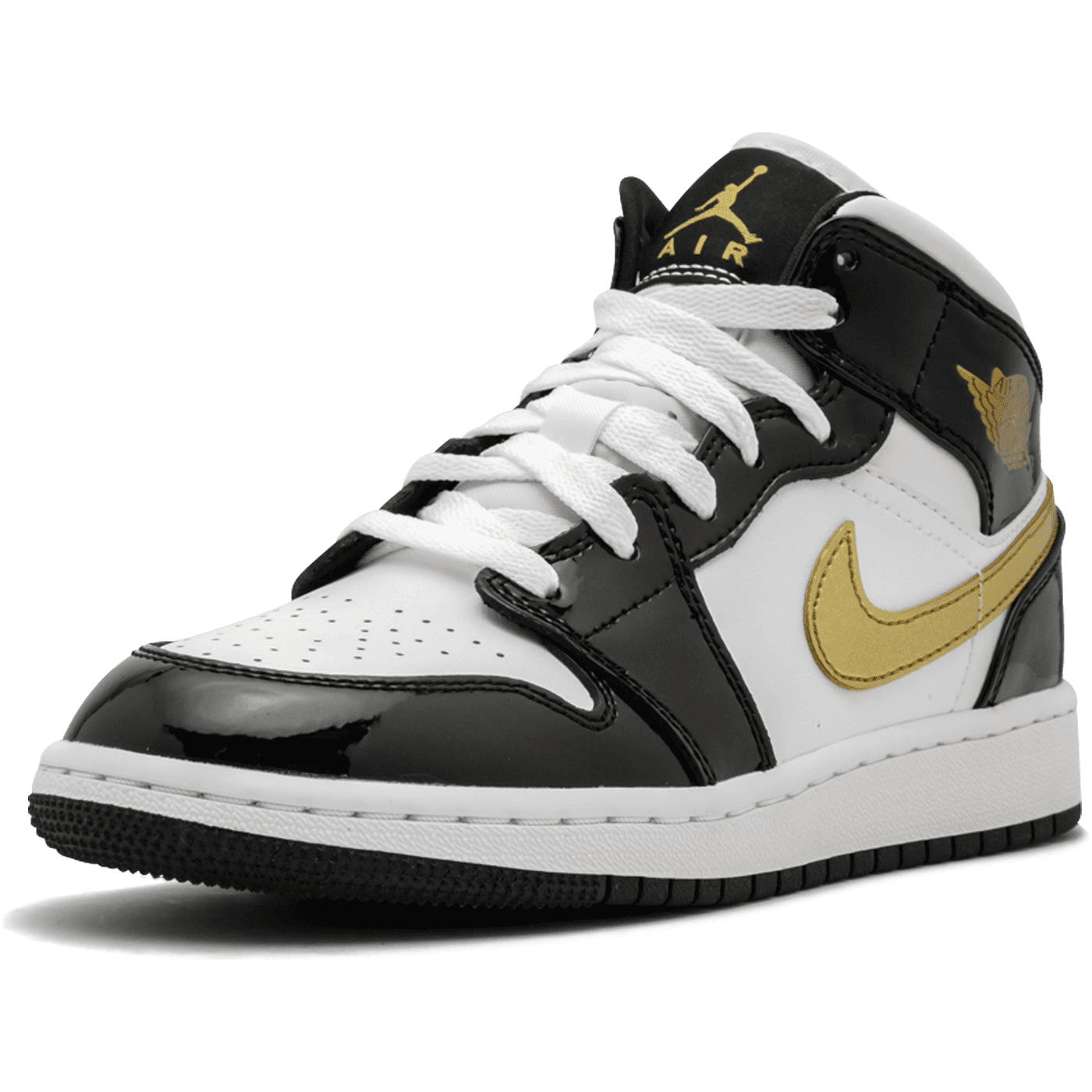 Air Jordan 1 Mid “Black Gold Patent Leather”