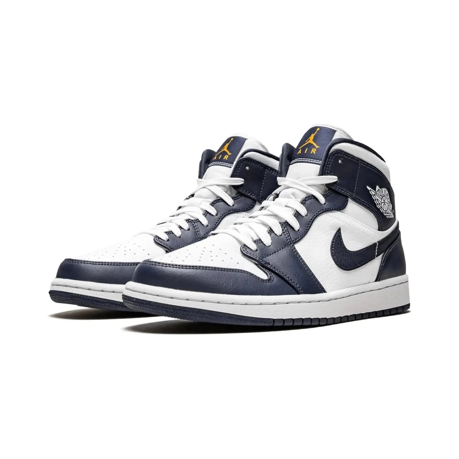 Air Jordan 1 Mid "White Metallic Gold Obsidian"